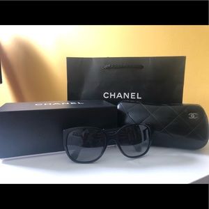 Black Chanel Sunglasses with Fabric Detailing